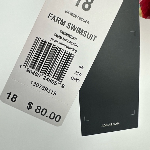 NWT ADIDAS x FARM RIO Multicolor One Piece Swimsuit Plus Size 18 XXL Open Back - Picture 2 of 5